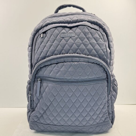 Vera Bradley Essential Large Backpack Gray Quilted Polka Dot Lining Zip Pockets - Picture 15 of 16